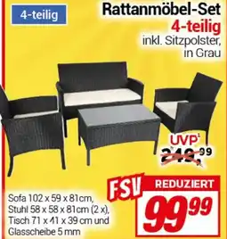 CENTERSHOP Rattanmöbel-Set 4-teilig Angebot