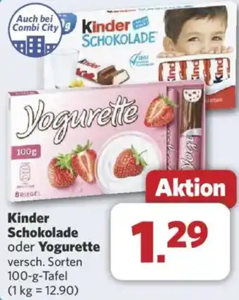 Combi Kinder Schokolade oder Yogurette Angebot