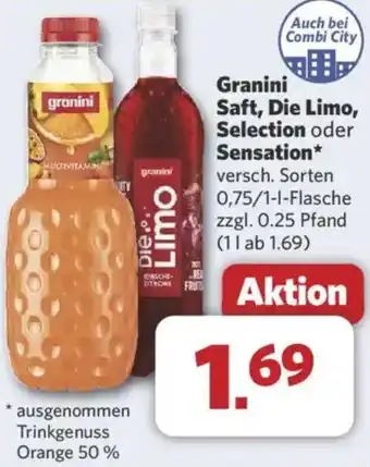 Combi Granini Saft, Die Limo, Selection oder Sensation Angebot