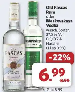 Combi Old Pascas Rum oder Moskovskaya Vodka Angebot