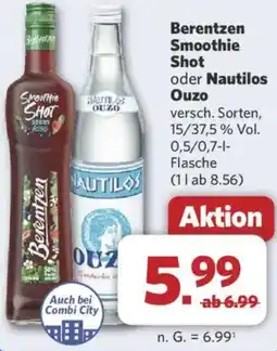 Combi Berentzen Smoothie Shot oder Nautilos Ouzo Angebot