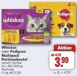 Combi Whiskas oder Pedigree Multipack Portionsbeutel Angebot