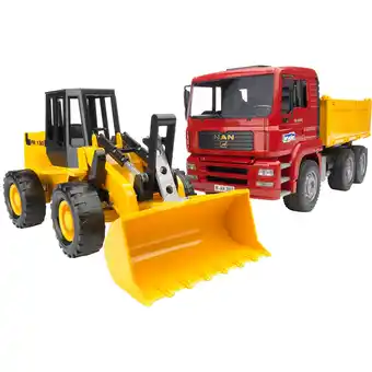 Netto Marken-Discount bruder Modellfahrzeug MAN TGA Kipplastwagen mit Gelenkradlader FR130 Angebot