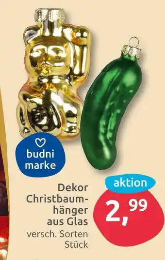 Budni Dekor christbaumhänger aus glas Angebot