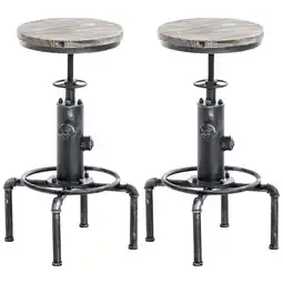 Netto Marken-Discount CLP 2er Set Metall-Barhocker Lumos mit höhenverstellbarem Holzsitz I Thekenhocker mit Fußstütze Angebot
