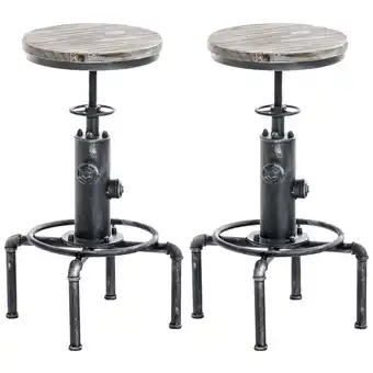 Netto Marken-Discount CLP 2er Set Metall-Barhocker Lumos mit höhenverstellbarem Holzsitz I Thekenhocker mit Fußstütze Angebot