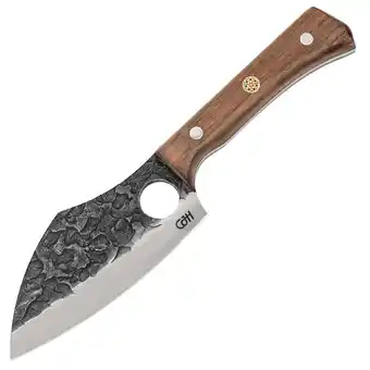 Netto Marken-Discount CJH Outdoor Kochmesser Full Tang Camping Gürtelmesser Scheide Walnuss Holz Angebot