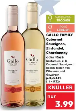 Kaufland GALLO FAMILY Cabernet Sauvignon, Zinfandel, Chardonnay oder Rosé Angebot