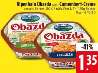 Edeka Alpenhain Obazda oder Camembert-Creme Angebot