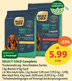 Fressnapf SELECT GOLD Complete Trockennahrung Angebot