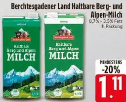 Edeka Berchtesgadener Land Haltbare Berg- und Alpen Milch Angebot