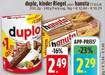 Edeka duplo, kinder Riegel oder hanuta Angebot