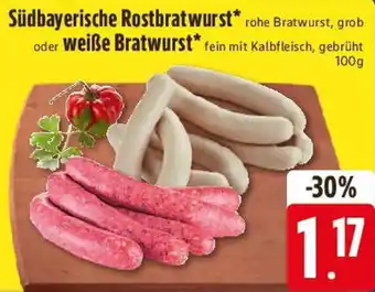 Edeka Südbayerische Rostbratwurst oder weiße Bratwurst Angebot