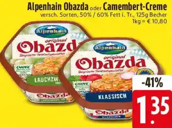 E-Center Alpenhain Obazda oder Camembert-Creme Angebot