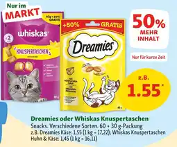 Fressnapf Whiskas oder dreamies knuspertaschen Angebot