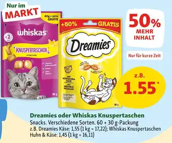 Fressnapf Whiskas oder dreamies knuspertaschen Angebot