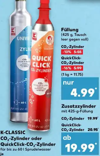 Kaufland K-CLASSIC CO₂-Zylinder oder QuickClick CO₂-Zylinder Angebot