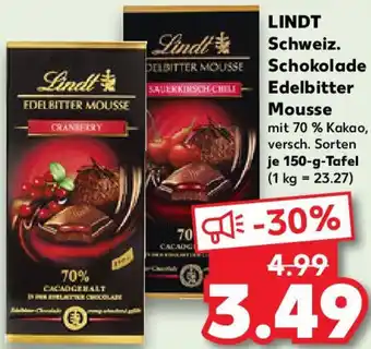 Kaufland LINDT Schweiz. Schokolade Edelbitter Mousse Angebot