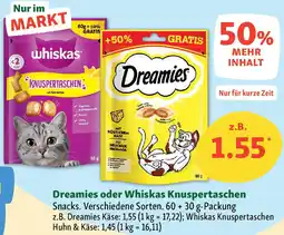 Fressnapf Dreamies oder Whiskas Knuspertaschen Angebot