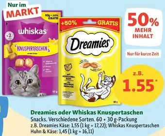Fressnapf Dreamies oder Whiskas Knuspertaschen Angebot