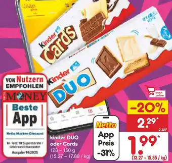 Netto Marken-Discount kinder DUO oder Cards Angebot