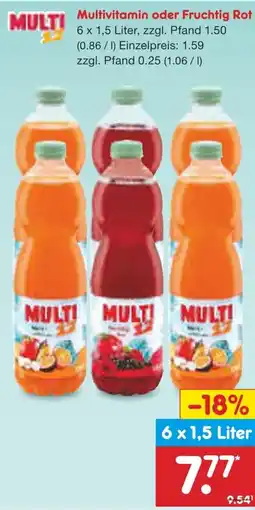 Netto Marken-Discount MULTI Multivitamin oder Fruchtig Rot Angebot