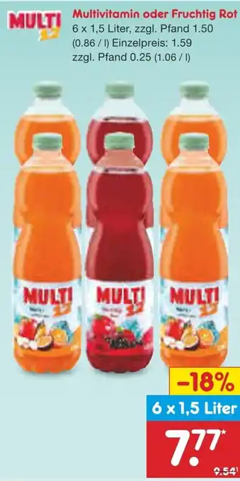 Netto Marken-Discount MULTI Multivitamin oder Fruchtig Rot Angebot
