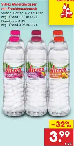 Netto Marken-Discount Vitrex Mineralwasser mit Fruchtgeschmack Angebot