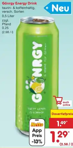 Netto Marken-Discount Gönrgy Energy Drink Angebot
