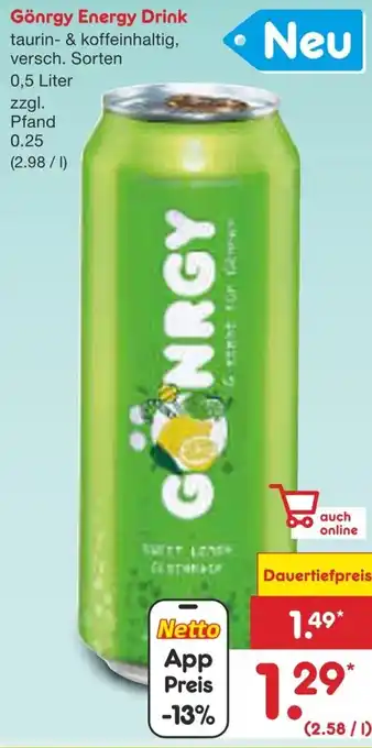 Netto Marken-Discount Gönrgy Energy Drink Angebot