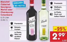 Netto Marken-Discount Blanchet Cabernet Sauvignon Merlot oder Chardonnay Colombard Angebot