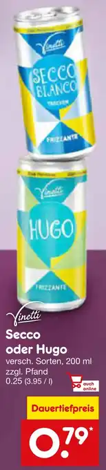 Netto Marken-Discount Vinetti Secco oder Hugo Angebot