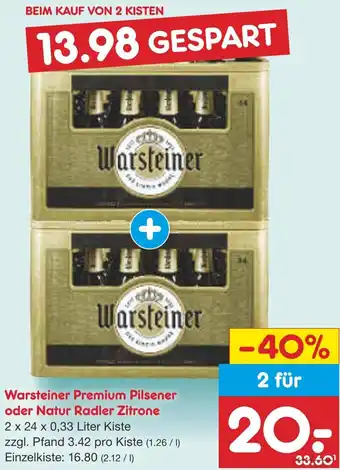 Netto Marken-Discount Warsteiner Premium Pilsener oder Natur Radler Zitrone Angebot