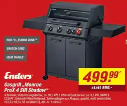 toom Baumarkt Enders Gasgrill ,,Monroe ProX 4 SIR Shadow" Angebot
