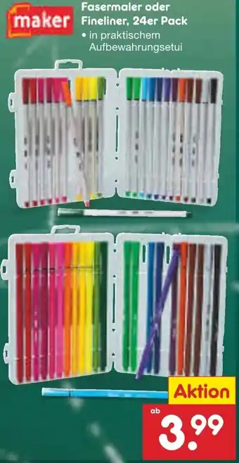 Netto Marken-Discount maker Fasermaler oder Fineliner, 24er Pack Angebot