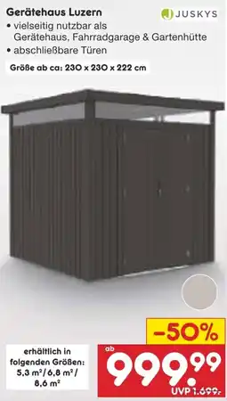 Netto Marken-Discount JUSKYS Gerätehaus Luzern Angebot