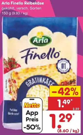 Netto Marken-Discount Arla Finello Reibekäse Angebot
