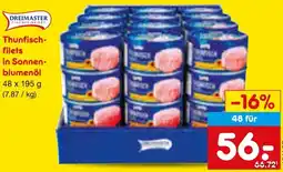 Netto Marken-Discount DREIMASTER Thunfischfilets in Sonnenblumenöl Angebot