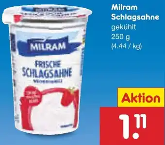 Netto Marken-Discount Milram Schlagsahne Angebot