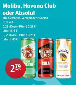 Getränke Hoffmann Malibu, Havana Club oder Absolut Mix-Getränke Angebot