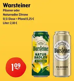 Getränke Hoffmann Warsteiner Pilsener oder Naturradler Zitrone Angebot