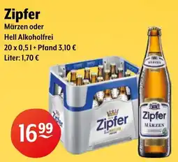 Getränke Hoffmann Zipfer Märzen oder Hell Alkoholfrei Angebot