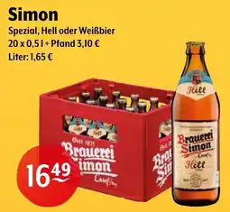 Getränke Hoffmann Simon Spezial, Hell oder Weißbier Angebot