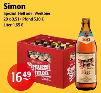 Getränke Hoffmann Simon Spezial, Hell oder Weißbier Angebot