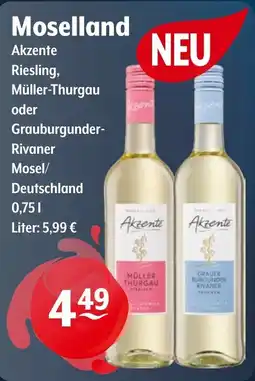 Getränke Hoffmann Moselland Akzente Riesling, Müller-Thurgau oder Grauburgunder- Rivaner Angebot