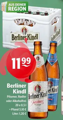Getränke Hoffmann Berliner Kindl Pilsener, Radler oder Alkoholfrei Angebot