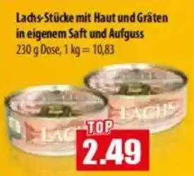 Mix Markt Lachs-Stücke mit Haut und Gråten in eigenem Saft und Aufguss Angebot