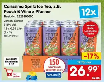Netto Marken-Discount Carissima Spritz Ice Tea, z.B. Peach & Wine x Pfanner Angebot