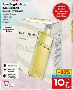 Netto Marken-Discount Bree Bag-in-Box, z.B. Riesling Angebot