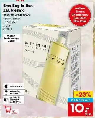 Netto Marken-Discount Bree Bag-in-Box, z.B. Riesling Angebot